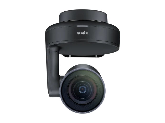 Logitech Rally Camera ters montajda orijinal siyah kamera görünümü
