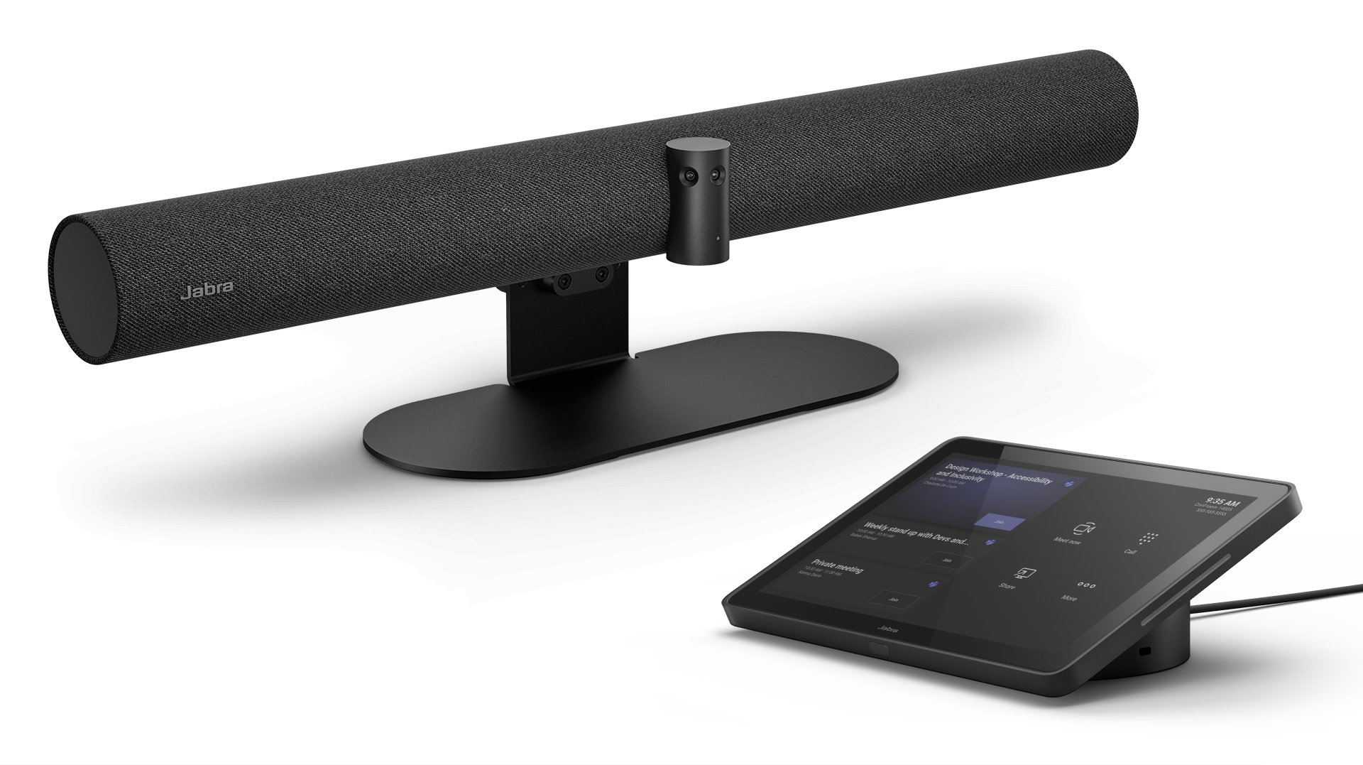 Jabra PanaCast 50 VBS siyah video bar ve PanaCast Control dokunmatik kumanda